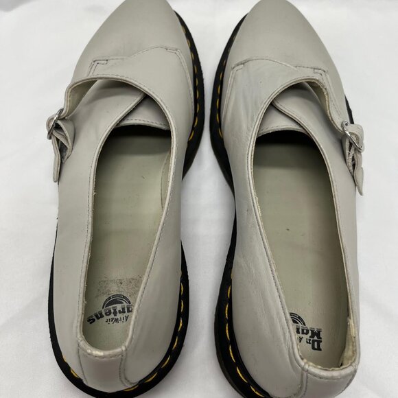 Men's Dr Martens Agnes, Pale Gray, Smooth Leather Shoe, Size 10 - Picture 3 of 7